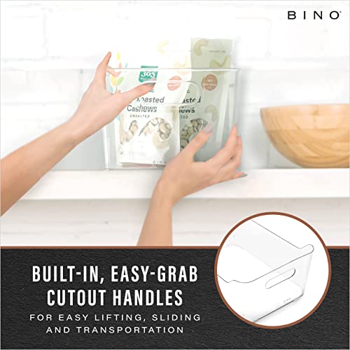 BINO | Plastic Storage Bins, Large - 2 Pack, Clear | THE SOHO COLLECTION | Pantry Organizers and Storage Containers | Fridge Organizer Bins | Kitchen Cabinet Organizer | Medicine Cabinet Bin - My Kitchen Products