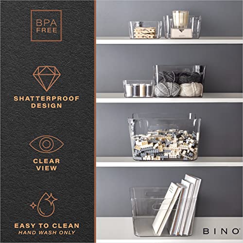 BINO | Plastic Storage Bins, Large - 2 Pack, Clear | THE SOHO COLLECTION | Pantry Organizers and Storage Containers | Fridge Organizer Bins | Kitchen Cabinet Organizer | Medicine Cabinet Bin - My Kitchen Products