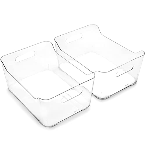 BINO, Plastic Storage Bins, Large - 2 Pack, Clear, THE SOHO COLLECTION, Pantry Organizers and Storage Containers, Fridge