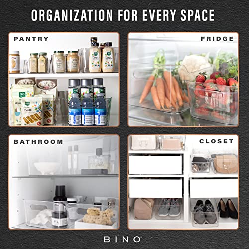 BINO | Plastic Storage Bins, Small - 2 Pack, Clear | THE SOHO COLLECTION | Pantry Organizers and Storage Containers Fridge Organizer Bins Kitchen Cabinet Organizer Medicine Cabinet Bin - My Kitchen Products
