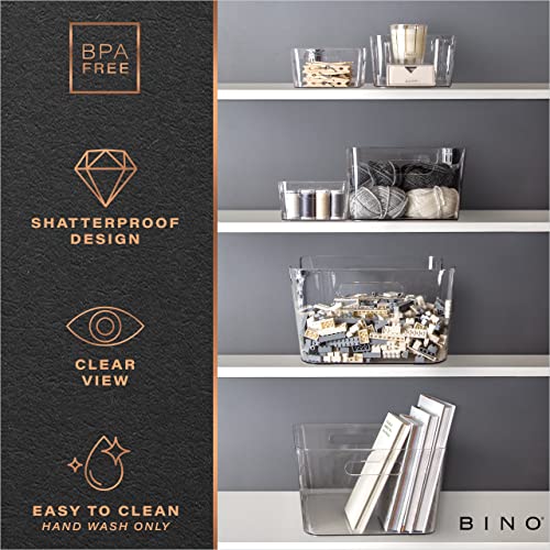 BINO | Plastic Storage Bins, Small - 2 Pack, Clear | THE SOHO COLLECTION | Pantry Organizers and Storage Containers Fridge Organizer Bins Kitchen Cabinet Organizer Medicine Cabinet Bin - My Kitchen Products