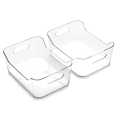 BINO, Plastic Storage Bins, Small - 2 Pack, Clear, THE SOHO COLLECTION, Pantry Organizers and Storage Containers Fridge