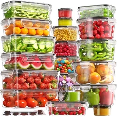 BiuLeon 40 PCS Food Storage Containers with Lids Airtight (20 Containers & 20 Lids), Leakproof Meal Prep for Kitchen Storage, BPA-free, Food-grade, Reusable, Microwave/Dishwasher Safe - My Kitchen Products