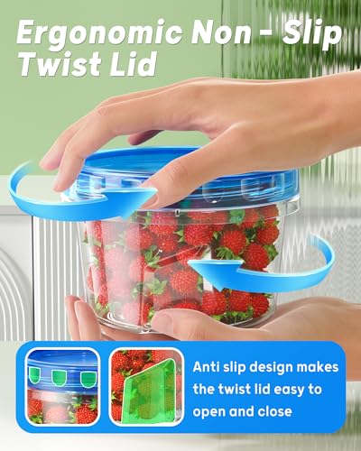 BiuLeon 6 Pack-17oz Freezer Storage Containers, Plastic Food Storage Containers with Twist Top Lids, BPA Free and Reusable Soup Containers with Lid, Microwave and Dishwasher Safe - My Kitchen Products