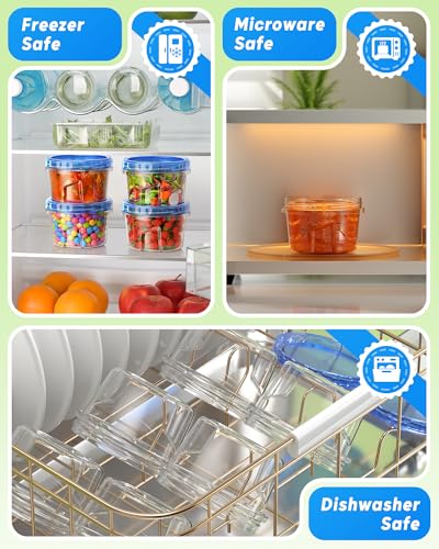 BiuLeon 6 Pack-17oz Freezer Storage Containers, Plastic Food Storage Containers with Twist Top Lids, BPA Free and Reusable Soup Containers with Lid, Microwave and Dishwasher Safe - My Kitchen Products