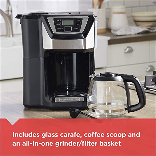 Black and Decker BLACK+DECKER 12-Cup Mill and Brew Coffeemaker, Black, CM5000B - My Kitchen Products