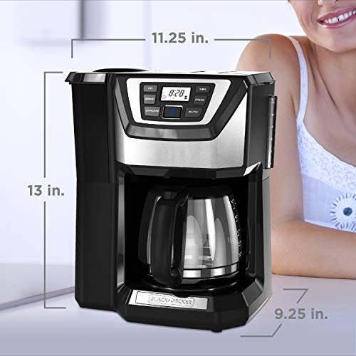 Black and Decker BLACK+DECKER 12-Cup Mill and Brew Coffeemaker, Black, CM5000B - My Kitchen Products