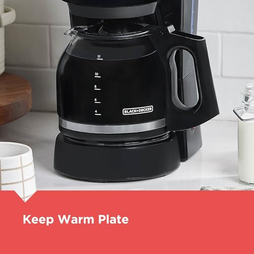 BLACK+DECKER 12-Cup Coffee Maker with Easy On/Off Switch, Easy Pour, Non-Drip Carafe with Removable Filter Basket, Vortex Technology, Black - My Kitchen Products