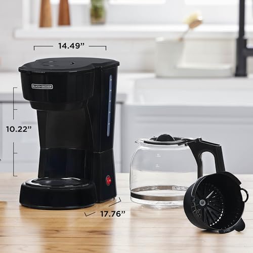 BLACK+DECKER 12-Cup Coffee Maker with Easy On/Off Switch, Easy Pour, Non-Drip Carafe with Removable Filter Basket, Vortex Technology, Black - My Kitchen Products
