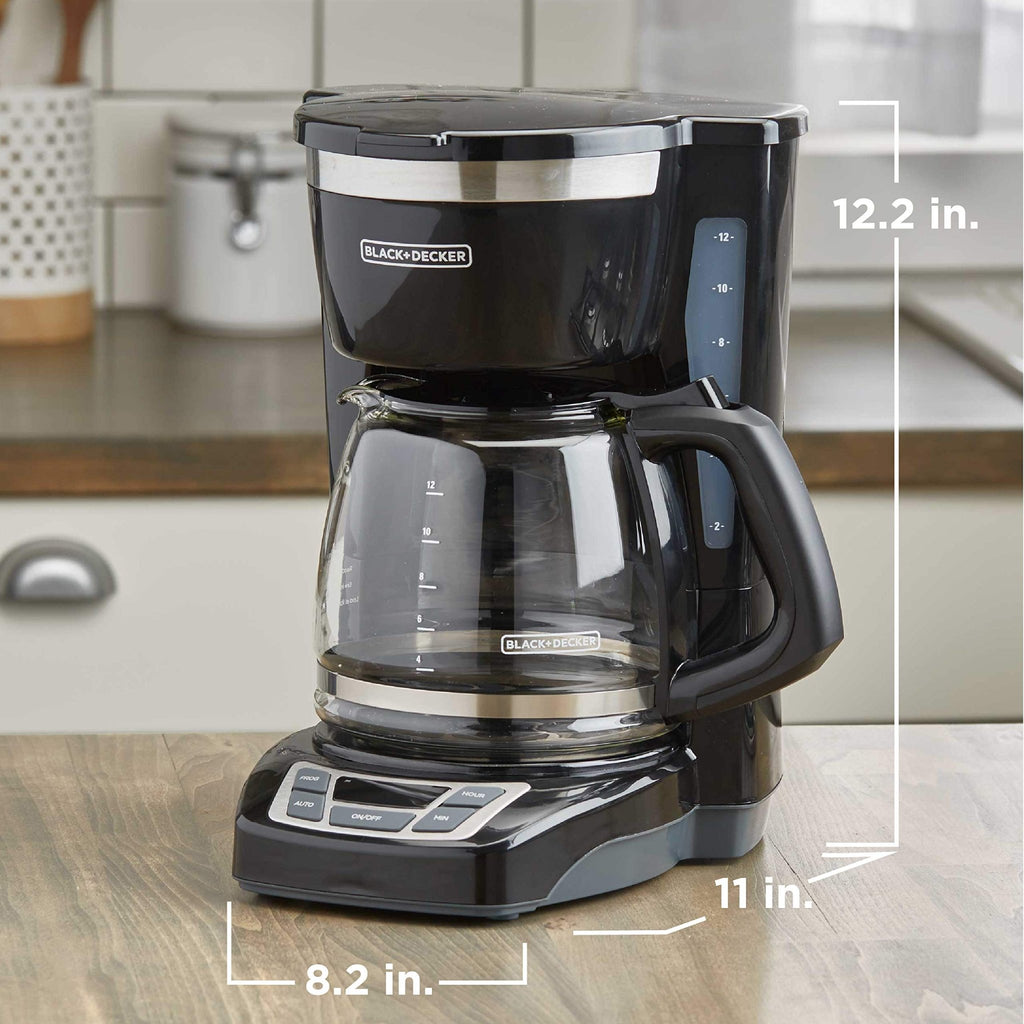 BLACK+DECKER 12-Cup Digital Coffee Maker, Programmable, Washable Basket Filter, Sneak-A-Cup, Auto Brew, Water Window, Keep Hot Plate, Black - My Kitchen Products
