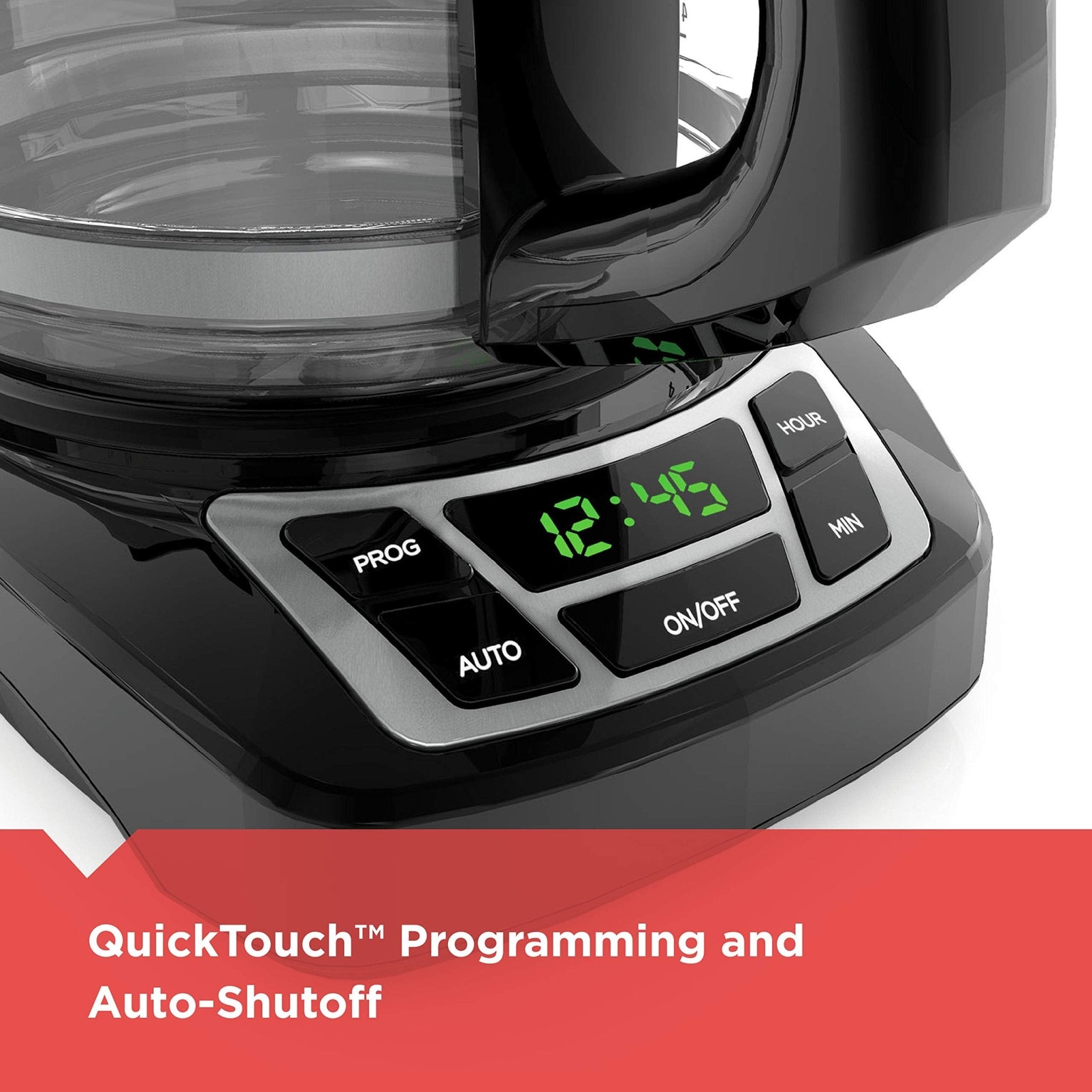 BLACK+DECKER 12-Cup Digital Coffee Maker, Programmable, Washable Basket Filter, Sneak-A-Cup, Auto Brew, Water Window, Keep Hot Plate, Black - My Kitchen Products