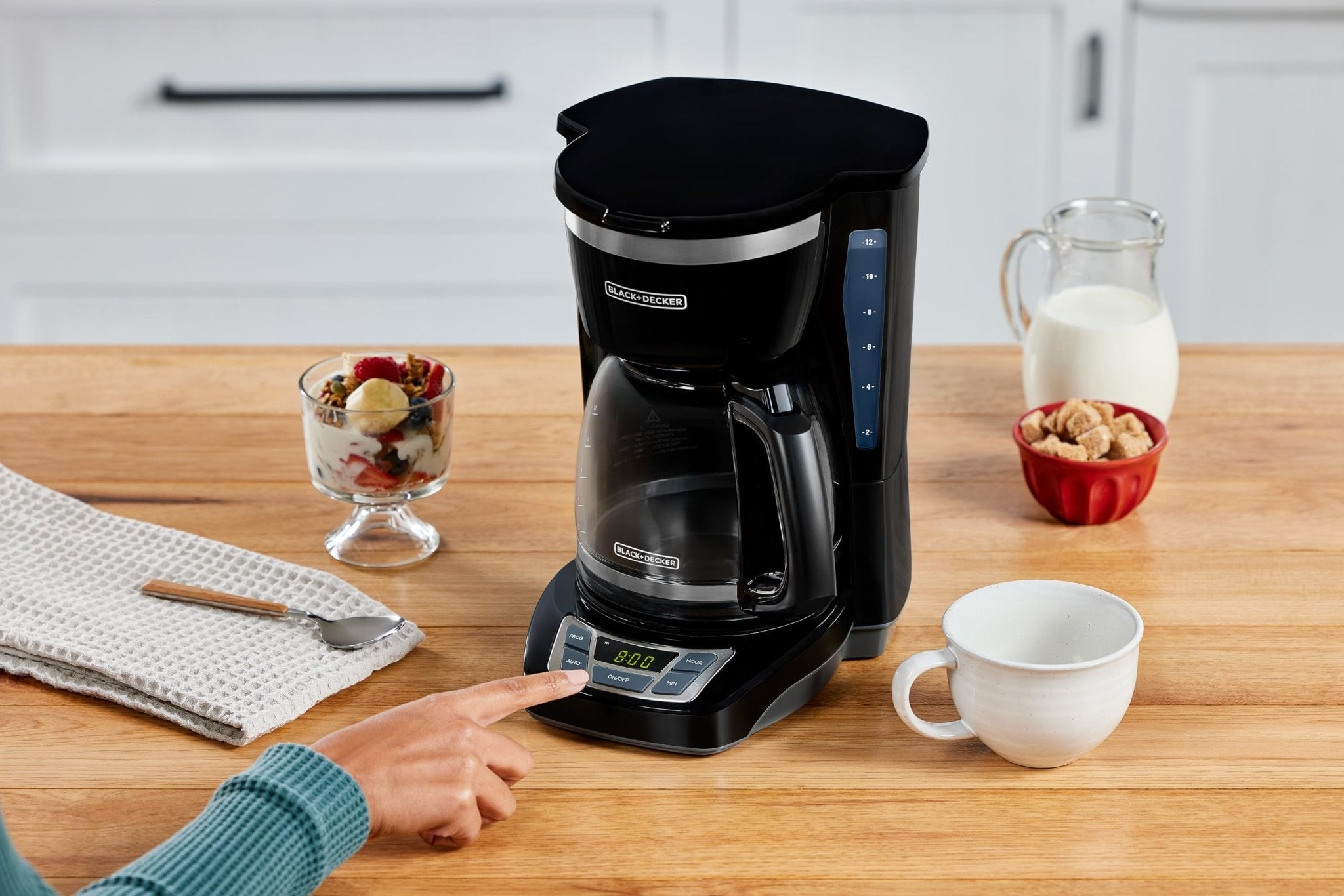 BLACK+DECKER 12-Cup Digital Coffee Maker, Programmable, Washable Basket Filter, Sneak-A-Cup, Auto Brew, Water Window, Keep Hot Plate, Black - My Kitchen Products