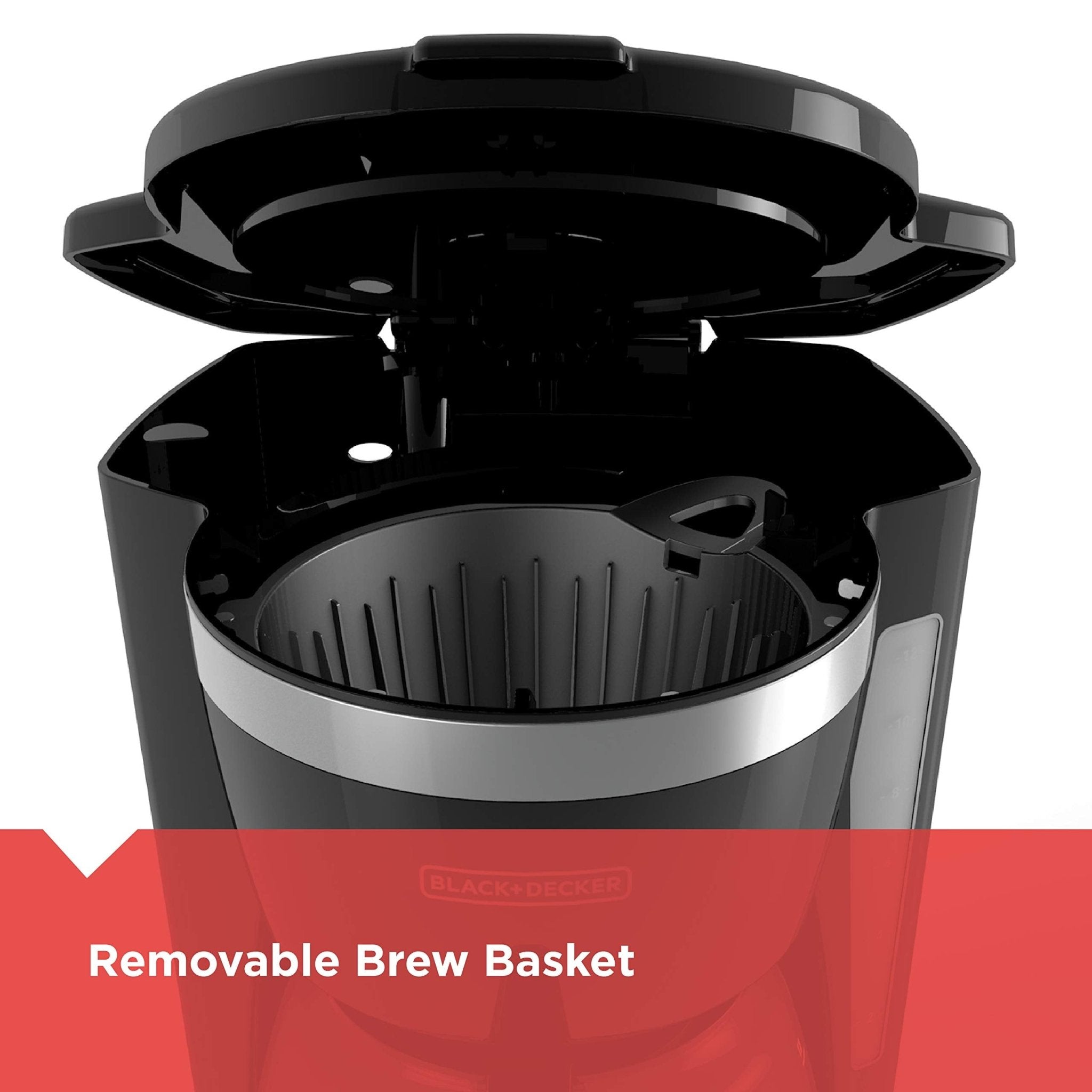 BLACK+DECKER 12-Cup Digital Coffee Maker, Programmable, Washable Basket Filter, Sneak-A-Cup, Auto Brew, Water Window, Keep Hot Plate, Black - My Kitchen Products