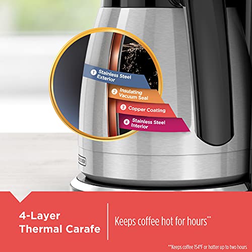 BLACK+DECKER 12 Cup Thermal Programmable Coffee Maker with Brew Strength and VORTEX Technology, Black/Steel, CM2046S - My Kitchen Products