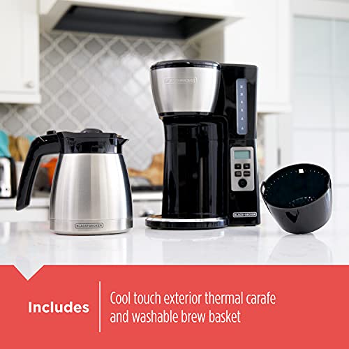 BLACK+DECKER 12 Cup Thermal Programmable Coffee Maker with Brew Strength and VORTEX Technology, Black/Steel, CM2046S - My Kitchen Products