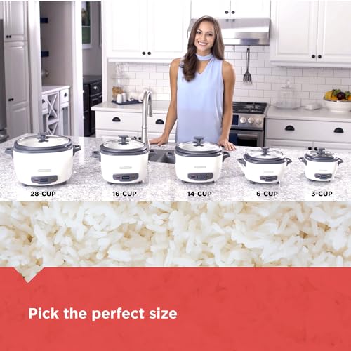 BLACK+DECKER 16-Cup Rice Cooker, RC516, 8-Cup Uncooked Rice, Steaming Basket, Removable Non-Stick Bowl, One Touch - My Kitchen Products