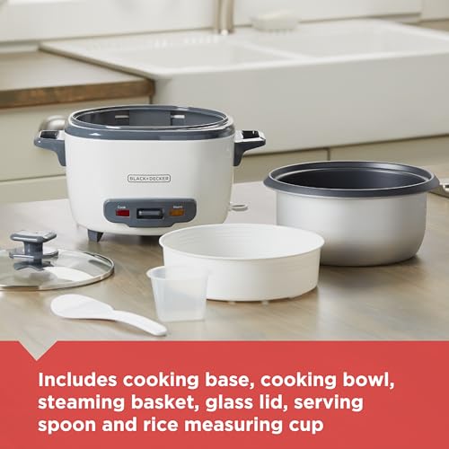 BLACK+DECKER 16-Cup Rice Cooker, RC516, 8-Cup Uncooked Rice, Steaming Basket, Removable Non-Stick Bowl, One Touch - My Kitchen Products