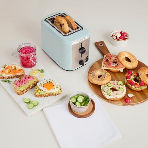 BLACK+DECKER 2-Slice Toaster, Extra-Wide Slots, 7 Shade Settings, Bagel & Frozen Functions, Removable Crumb Tray, Surf Spray Blue - My Kitchen Products
