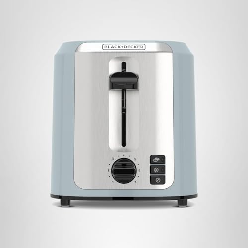 BLACK+DECKER 2-Slice Toaster, Extra-Wide Slots, 7 Shade Settings, Bagel & Frozen Functions, Removable Crumb Tray, Surf Spray Blue - My Kitchen Products