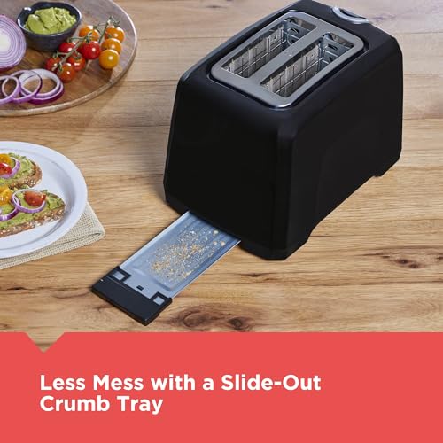 BLACK+DECKER 2-Slice Toaster, Extra Wide Slots for Bagels & Thick Bread, 6 Browning Settings, Removable Crumb Tray, Cancel Button, 850W, Black - My Kitchen Products