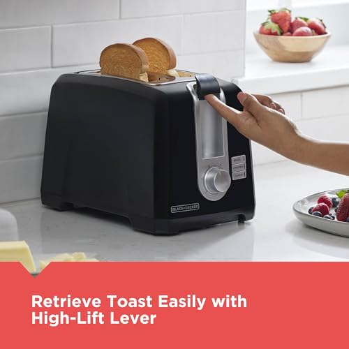 BLACK+DECKER 2-Slice Toaster, Extra Wide Slots for Bagels & Thick Bread, 6 Browning Settings, Removable Crumb Tray, Cancel Button, 850W, Black - My Kitchen Products