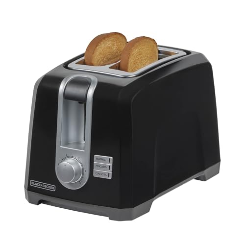 BLACK+DECKER 2-Slice Toaster, Extra Wide Slots for Bagels & Thick Bread, 6 Browning Settings, Removable Crumb Tray, Cancel Button, 850W, Black - My Kitchen Products