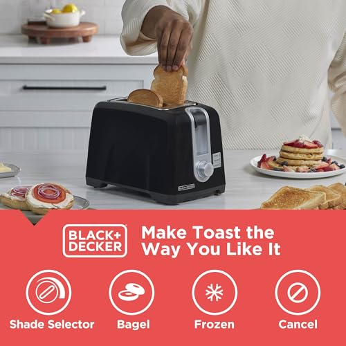 BLACK+DECKER 2-Slice Toaster, Extra Wide Slots for Bagels & Thick Bread, 6 Browning Settings, Removable Crumb Tray, Cancel Button, 850W, Black - My Kitchen Products