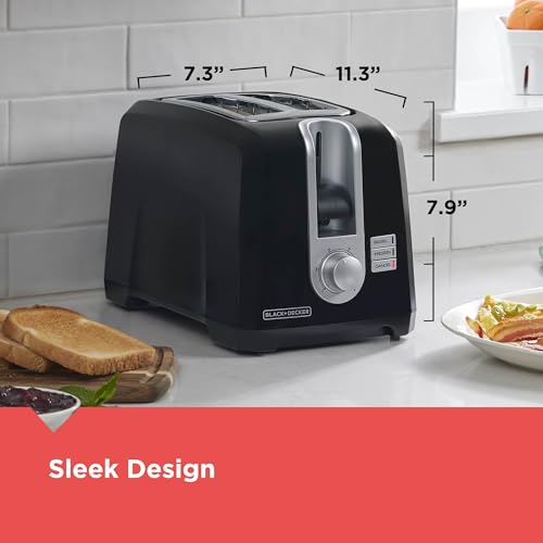 BLACK+DECKER 2-Slice Toaster, Extra Wide Slots for Bagels & Thick Bread, 6 Browning Settings, Removable Crumb Tray, Cancel Button, 850W, Black - My Kitchen Products