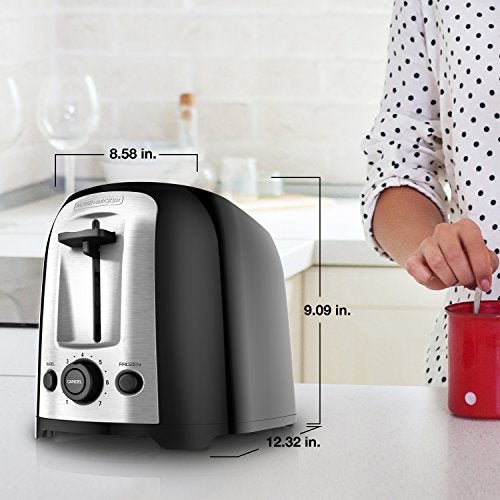 BLACK+DECKER 2-Slice Toaster, TR1278BD, Extra Wide Slots, 7 Shade Settings, 850 Watts, Frozen and Bagel Buttons - My Kitchen Products