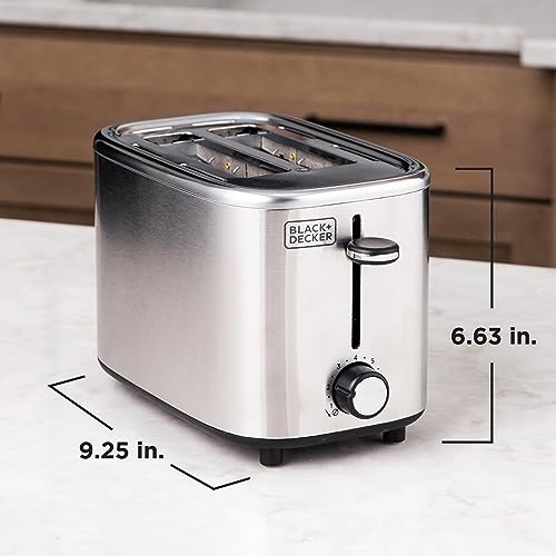 BLACK+DECKER® 2-Slice Toaster with 7 Toast Shade Settings, Extra-Wide Slots for Bagels, Stainless Steel Exterior Finish - My Kitchen Products