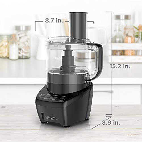 BLACK+DECKER 3-in-1 Easy Assembly 8-Cup Food Processor, Stainless Steel S-Blade, Easy-Clean, Touchpad Controls Black - My Kitchen Products