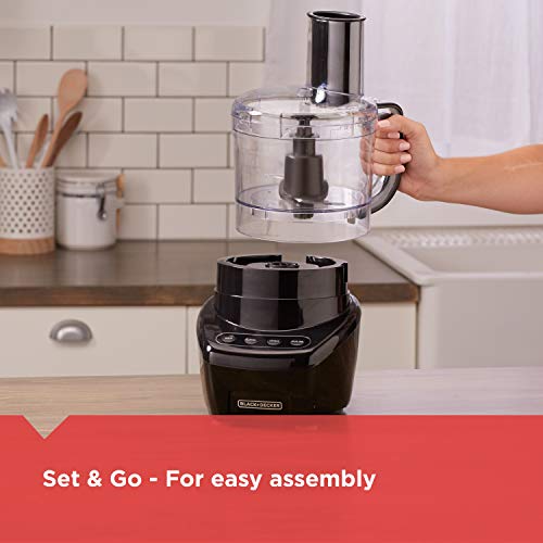 BLACK+DECKER 3-in-1 Easy Assembly 8-Cup Food Processor, Stainless Steel S-Blade, Easy-Clean, Touchpad Controls Black - My Kitchen Products