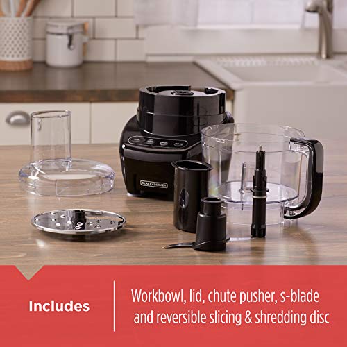 BLACK+DECKER 3-in-1 Easy Assembly 8-Cup Food Processor, Stainless Steel S-Blade, Easy-Clean, Touchpad Controls Black - My Kitchen Products