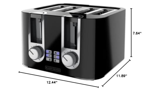 BLACK+DECKER 4-Slice Toaster, 7 Toast Shades, Removable Crumb Tray, Illuminated Bagel, Frozen and Cancel Functions - My Kitchen Products
