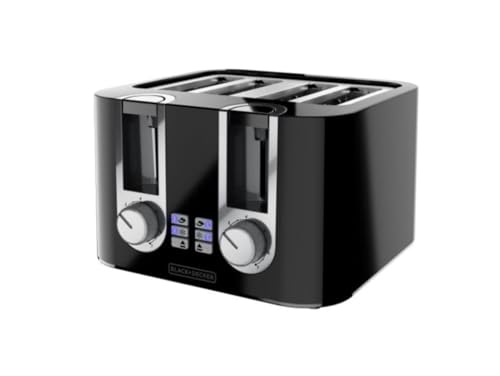 BLACK+DECKER 4-Slice Toaster, 7 Toast Shades, Removable Crumb Tray, Illuminated Bagel, Frozen and Cancel Functions - My Kitchen Products