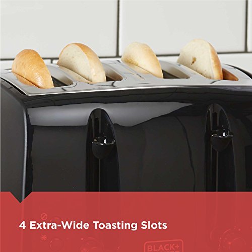 BLACK+DECKER 4-Slice Toaster, TR1410BD, Extra-Wide, 7 Shade Settings, Crumb Trays, Gloss Black - My Kitchen Products