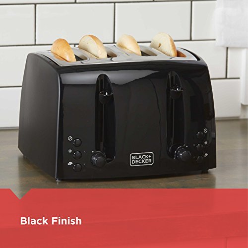 BLACK+DECKER 4-Slice Toaster, TR1410BD, Extra-Wide, 7 Shade Settings, Crumb Trays, Gloss Black - My Kitchen Products