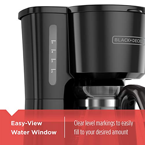 BLACK+DECKER 5-Cup Coffee Maker with On/Off Switch, Sneak-A-Cup Feature, and Easy-View Water Window, Black - My Kitchen Products