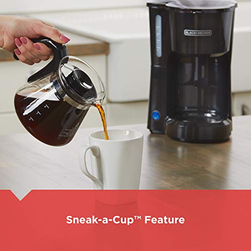 BLACK+DECKER 5-Cup Coffee Maker with On/Off Switch, Sneak-A-Cup Feature, and Easy-View Water Window, Black - My Kitchen Products
