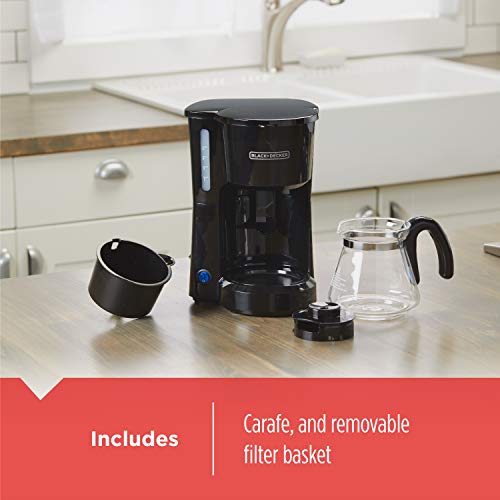 BLACK+DECKER 5-Cup Coffee Maker with On/Off Switch, Sneak-A-Cup Feature, and Easy-View Water Window, Black - My Kitchen Products