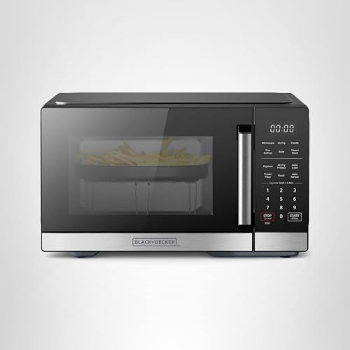 BLACK+DECKER 5-in-1 Microwave Oven with Air Fry, Combi, Bake, Roast, and Convection Cooking, 0.9 cu. ft. Countertop Microwave, Stainless Steel, 900 Watts, Child-Lock, ES9P032NA - My Kitchen Products