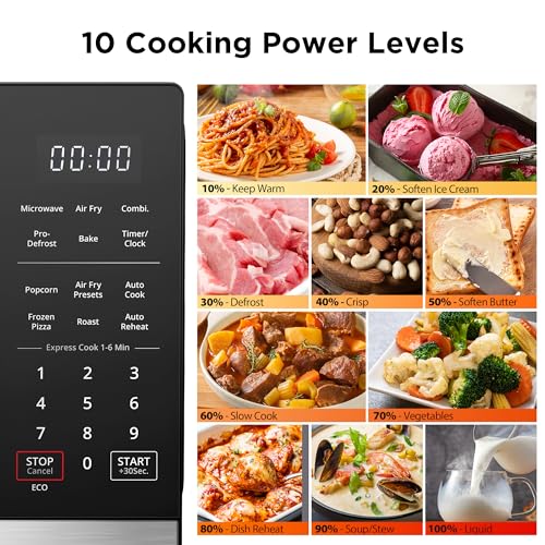 BLACK+DECKER 5-in-1 Microwave Oven with Air Fry, Combi, Bake, Roast, and Convection Cooking, 0.9 cu. ft. Countertop Microwave, Stainless Steel, 900 Watts, Child-Lock, ES9P032NA - My Kitchen Products