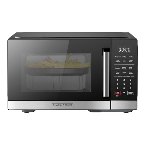 BLACK+DECKER 5-in-1 Microwave Oven with Air Fry, Combi, Bake, Roast, and Convection Cooking, 0.9 cu. ft. Countertop Microwave, Stainless Steel, 900 Watts, Child-Lock, ES9P032NA - My Kitchen Products