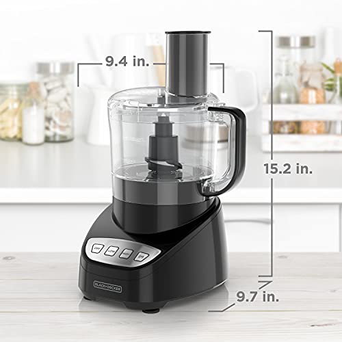 BLACK+DECKER 8-Cup Food Processor, Easy Assembly, Stainless Steel S-Blade, Shred, Slice, Chop, Puree, 450W Motor - My Kitchen Products