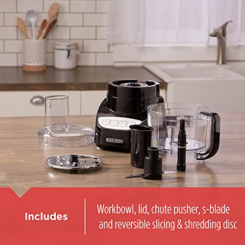 BLACK+DECKER 8-Cup Food Processor, Easy Assembly, Stainless Steel S-Blade, Shred, Slice, Chop, Puree, 450W Motor - My Kitchen Products