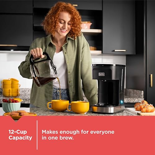 BLACK+DECKER CAFÉCRAFT 12-Cup Coffee Maker, One-Switch Drip Coffeemaker with Vortex Showerhead Technology, Sneak-A-Cup, Keep Warm Function, Stainless Steel - My Kitchen Products