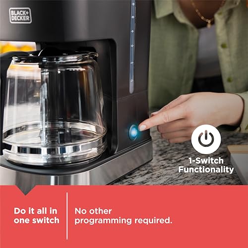 BLACK+DECKER CAFÉCRAFT 12-Cup Coffee Maker, One-Switch Drip Coffeemaker with Vortex Showerhead Technology, Sneak-A-Cup, Keep Warm Function, Stainless Steel - My Kitchen Products