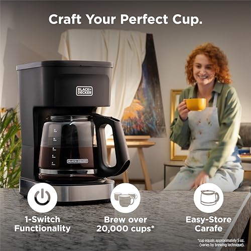 BLACK+DECKER CAFÉCRAFT 12-Cup Coffee Maker, One-Switch Drip Coffeemaker with Vortex Showerhead Technology, Sneak-A-Cup, Keep Warm Function, Stainless Steel - My Kitchen Products