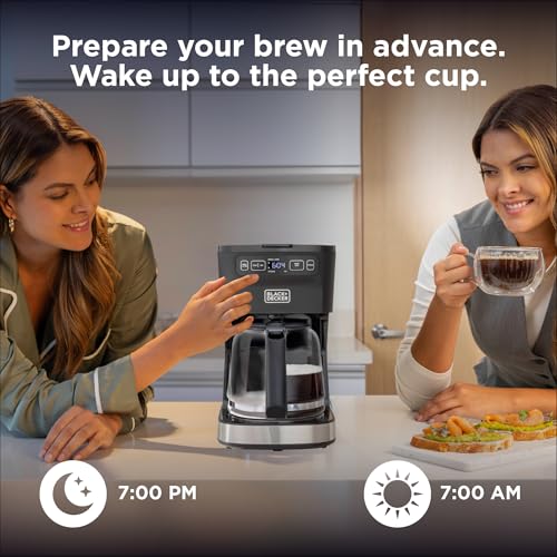 BLACK+DECKER CAFÉCRAFT 12-Cup Programmable Coffee Maker, Stainless Steel Drip Coffeemaker with Vortex Showerhead, Strength Selector, Sneak-A-Cup, Keep Warm - My Kitchen Products