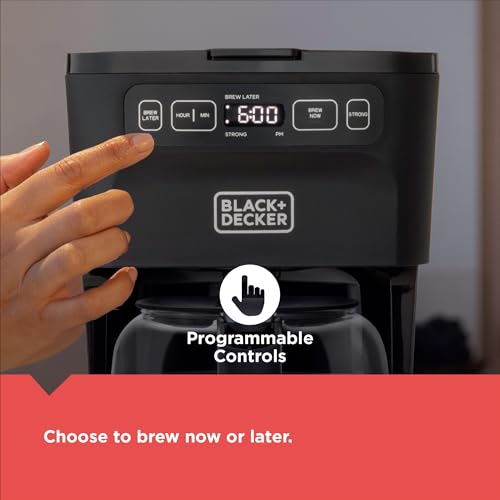 BLACK+DECKER CAFÉCRAFT 12-Cup Programmable Coffee Maker, Stainless Steel Drip Coffeemaker with Vortex Showerhead, Strength Selector, Sneak-A-Cup, Keep Warm - My Kitchen Products